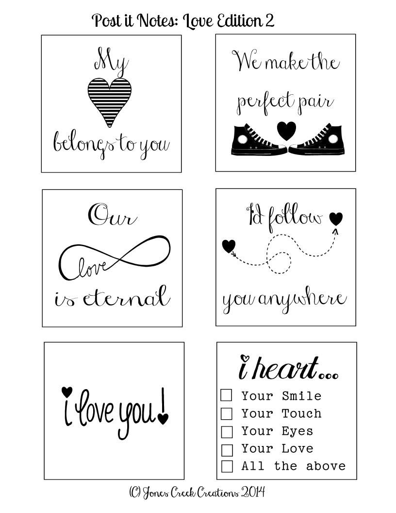 Jones Creek Creations: ::Printable Post-it Notes:: Love Edition 2