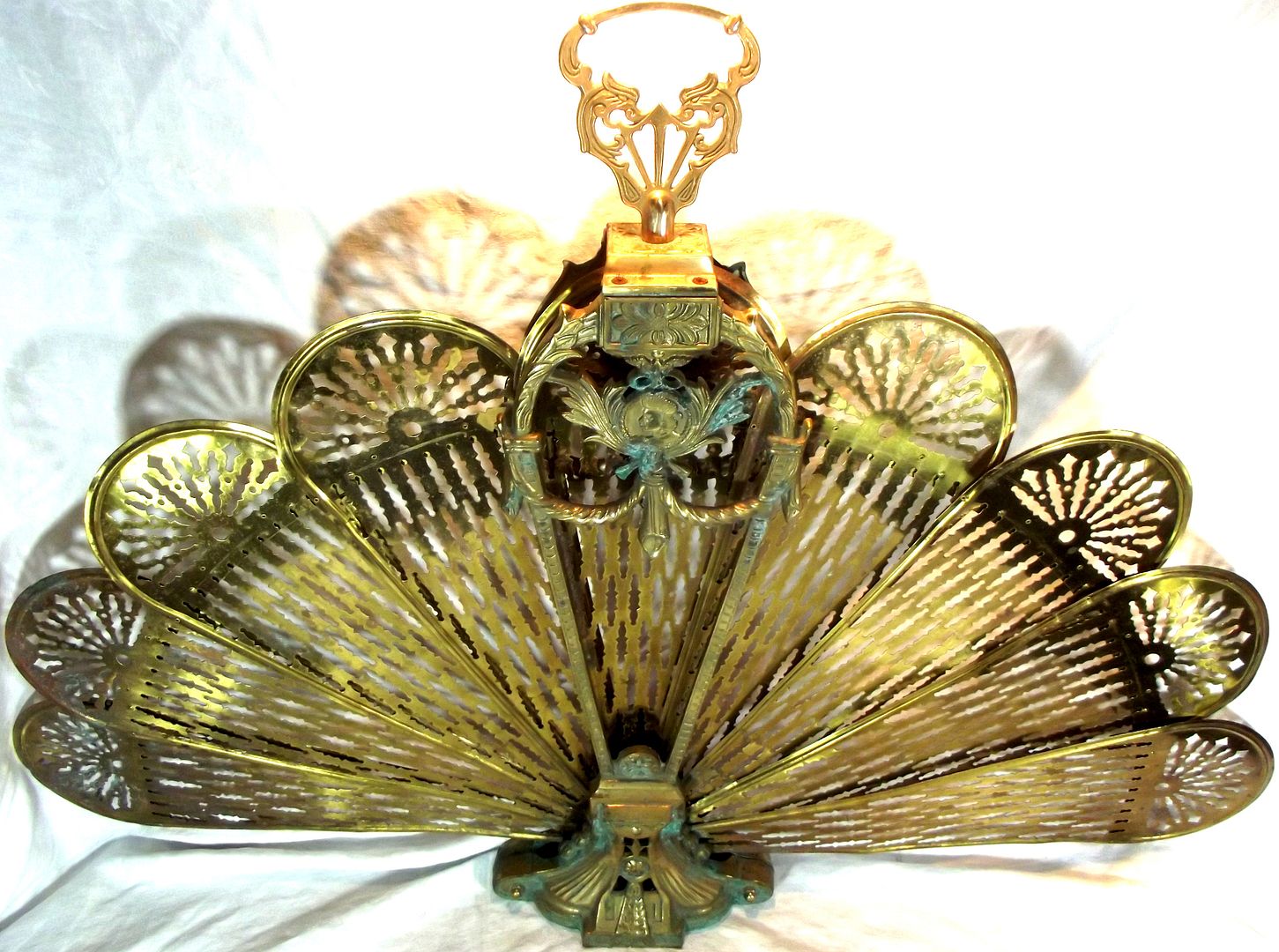 Vintage Antique aged Patina Brass Peacock Style Fireplace Screen Victorian Woman eBay