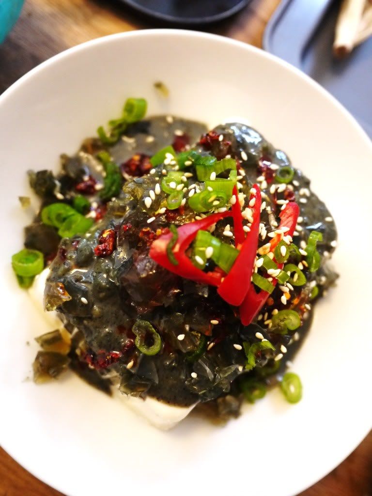 Cold Silken Tofu with Century Egg Sauce