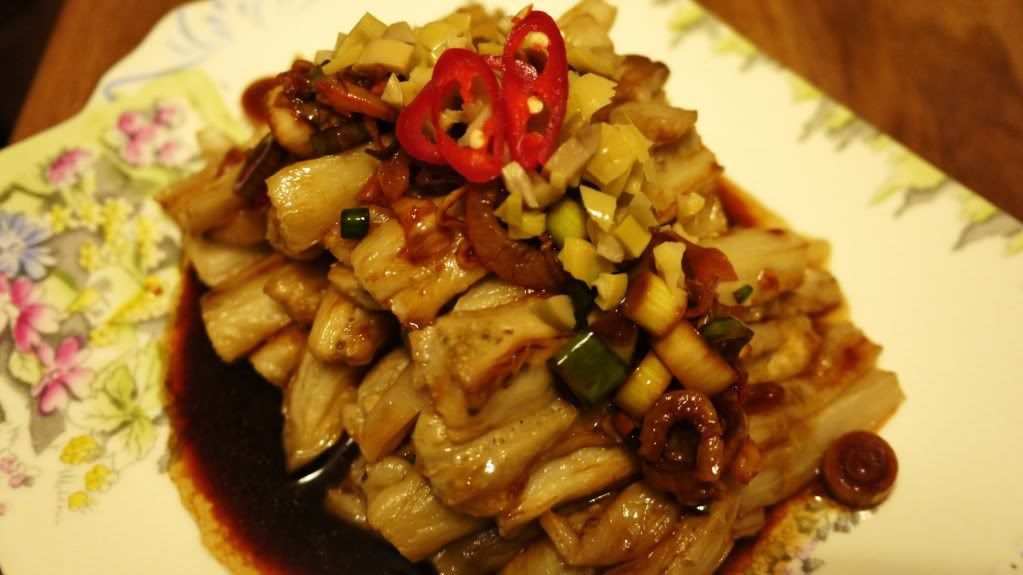 Aubergine & Bamboo with Dried Shrimp & Garlic Vinaigrette