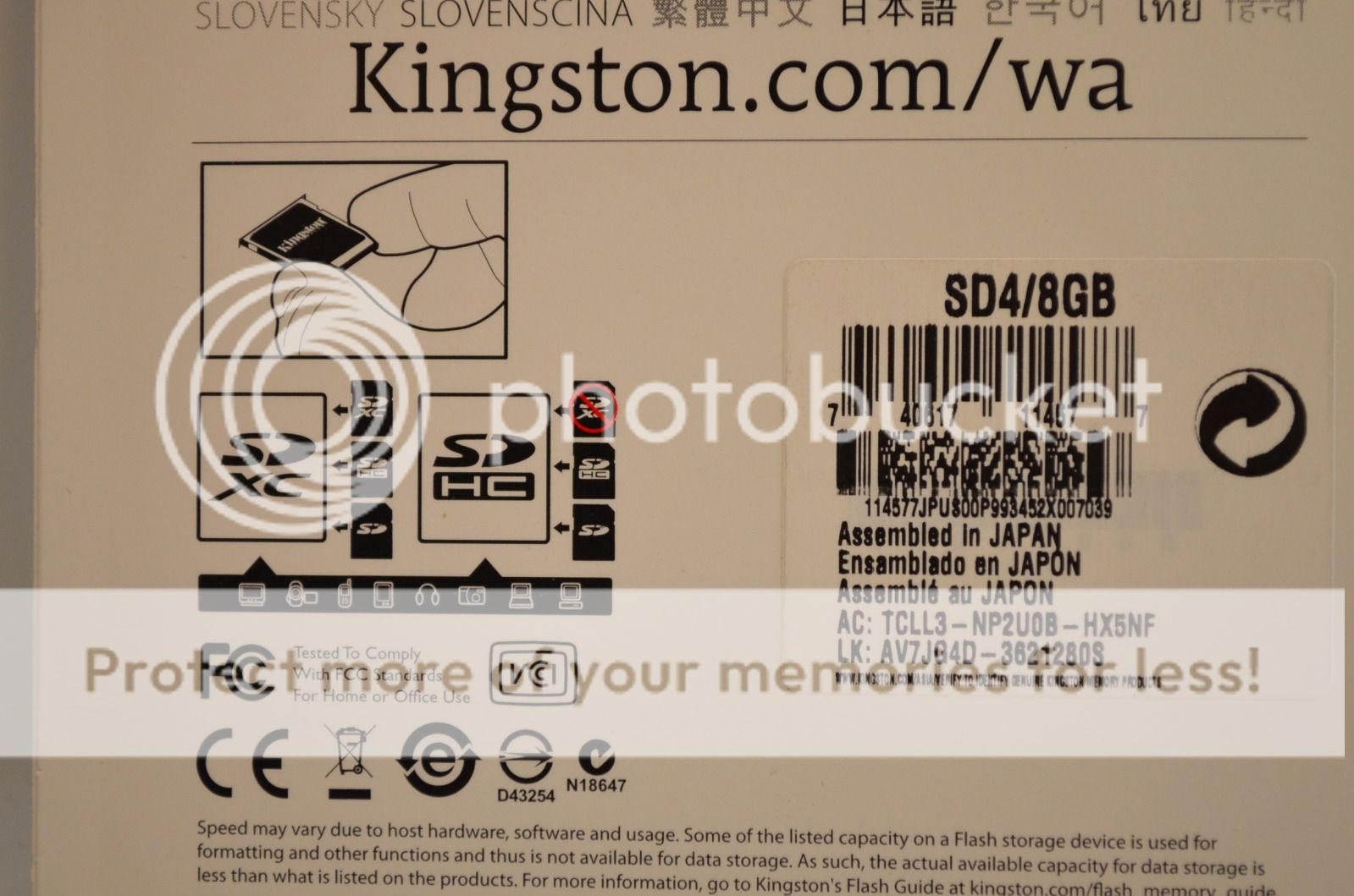 Memory Card Class 4 Kingston 8GB SDHC SD4 8GB Camera