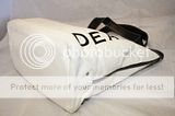 DEAN & DELUCA CANVAS WHITE LOGO PRINTED BUCKET SHOPPER TOTE BAG 