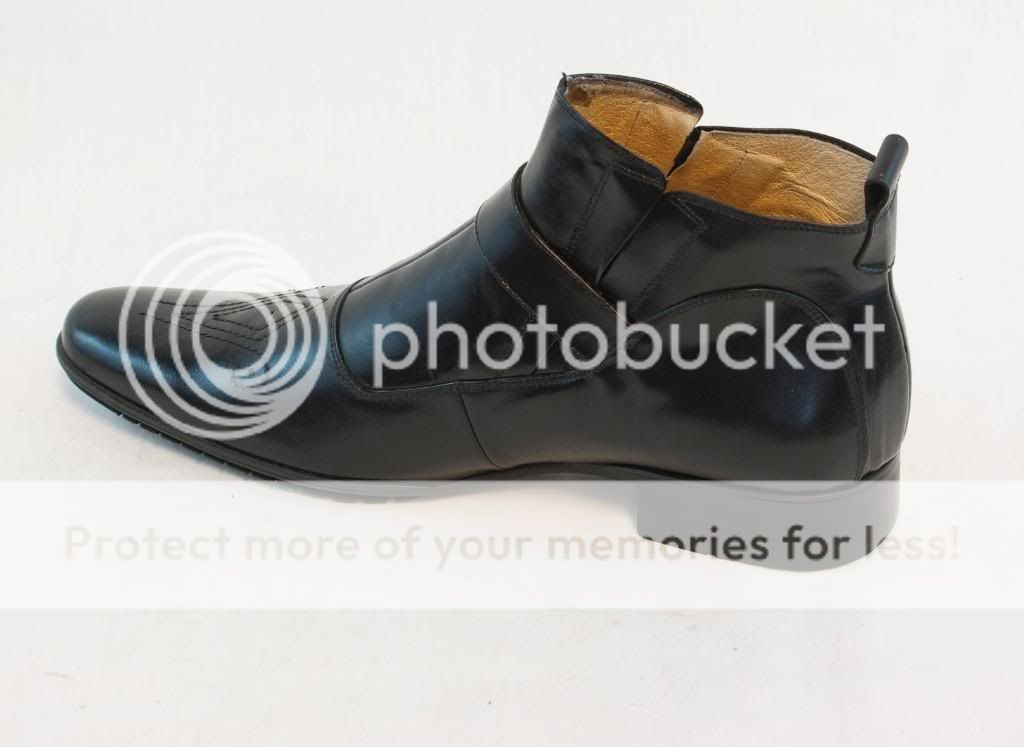 New Mens Juliani Black Fashion Leather Dress Boots w/ Buckle ...